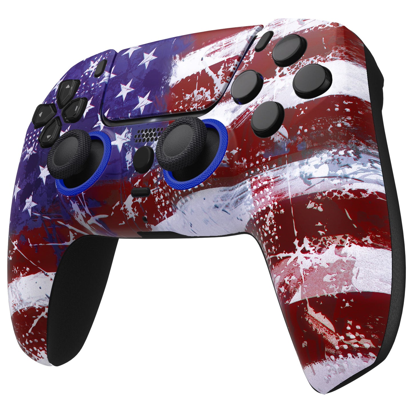 eXtremeRate PS5コントローラーBDM-010/020/030/040/050対応LUNA再設計交換対応用フロントシェル&タッチパッド【アメリカ国旗傷油絵 】