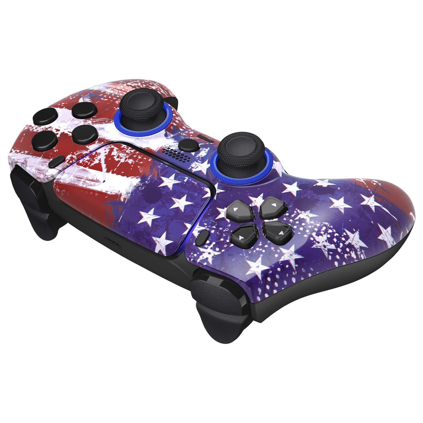 eXtremeRate PS5コントローラーBDM-010/020/030/040/050対応LUNA再設計交換対応用フロントシェル&タッチパッド【アメリカ国旗傷油絵 】