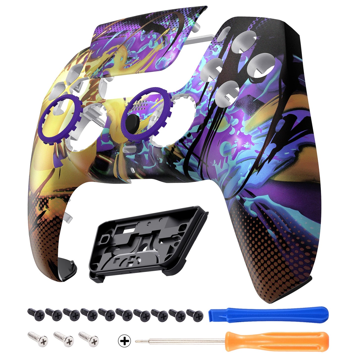 eXtremeRate PS5コントローラーBDM-010/020/030/040/050対応LUNA再設計交換対応用フロントシェル&タッチパッド【グラフィティ】