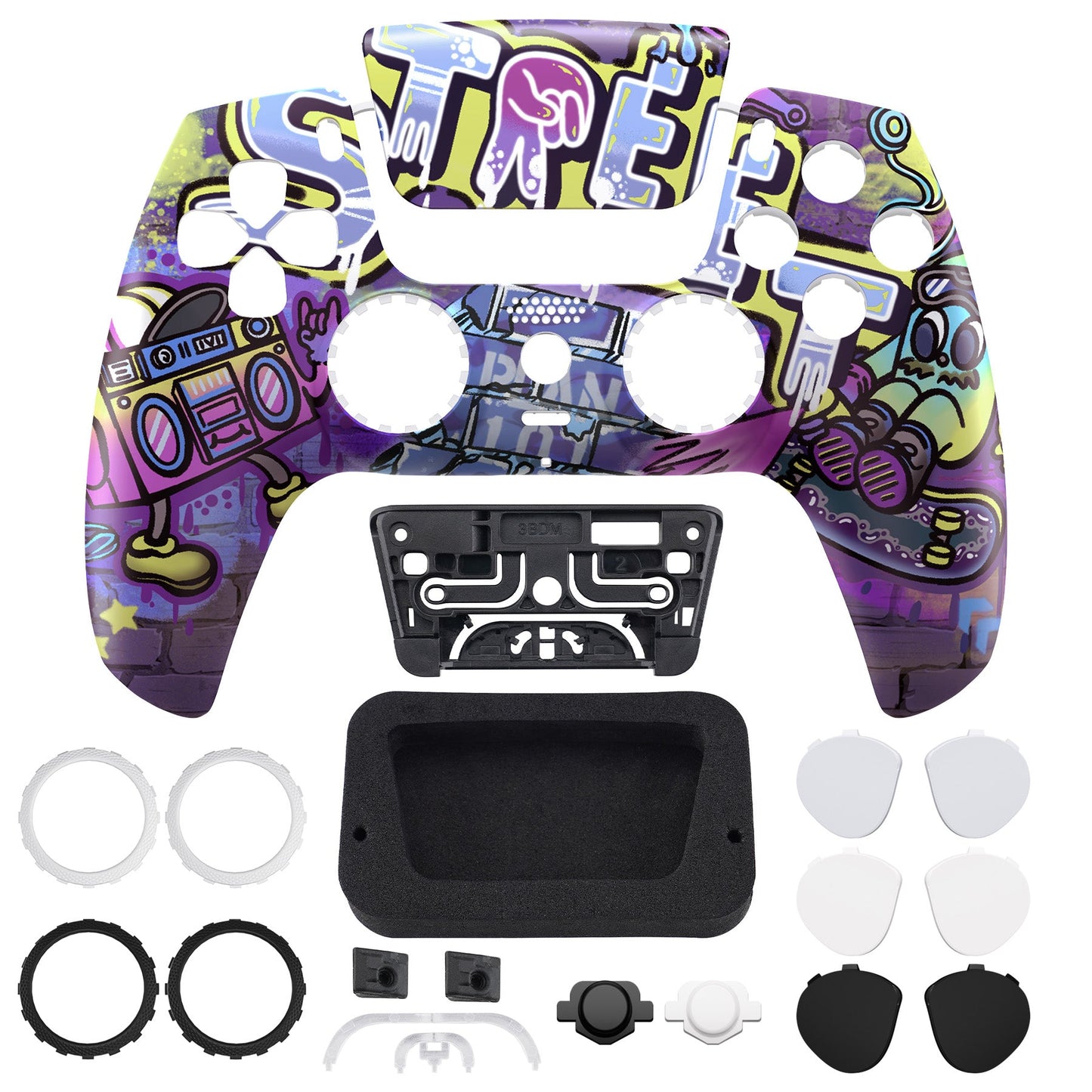 eXtremeRate PS5コントローラーBDM-010/020/030/040/050対応LUNA再設計交換対応用フロントシェル&タッチパッド【ストリートアート】