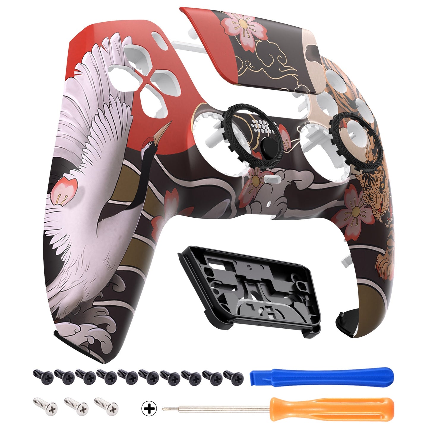 eXtremeRate PS5コントローラーBDM-010/020/030/040/050対応LUNA再設計交換対応用フロントシェル&タッチパッド【虎と鶴】