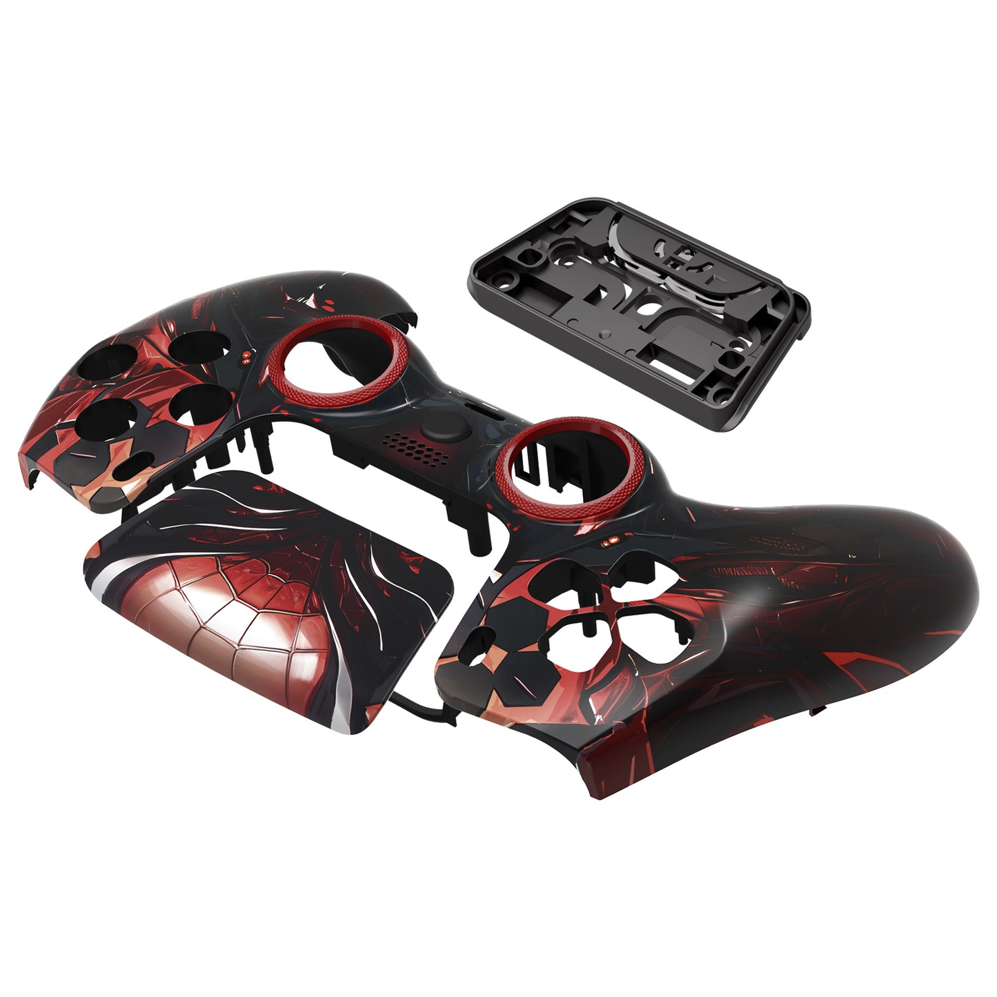 eXtremeRate PS5コントローラーBDM-010/020/030/040/050対応LUNA再設計交換対応用フロントシェル&タッチパッド【マシンスパイダー】