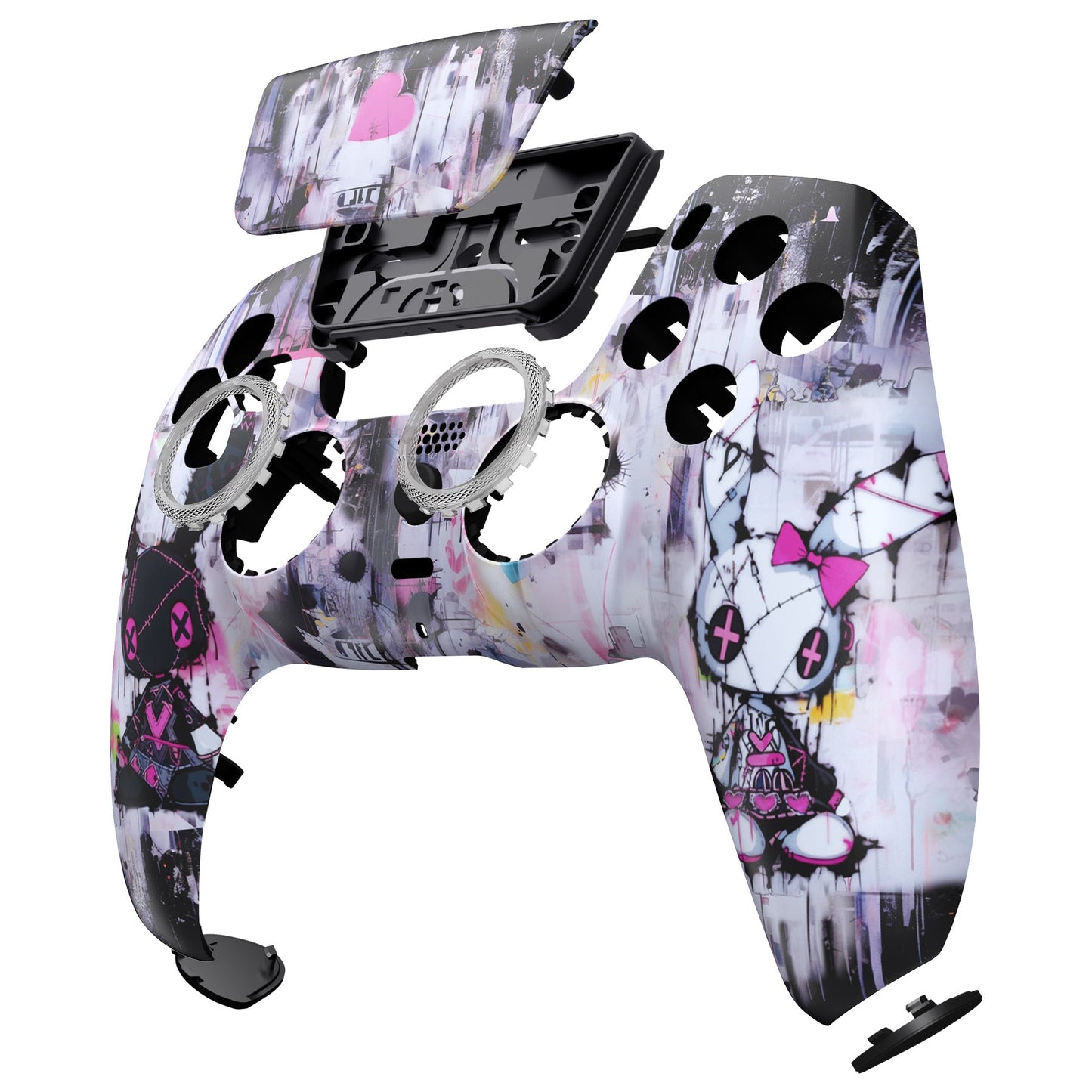eXtremeRate PS5コントローラーBDM-010/020/030/040/050対応LUNA再設計交換対応用フロントシェル&タッチパッド【可愛いパンク兎ちゃん】