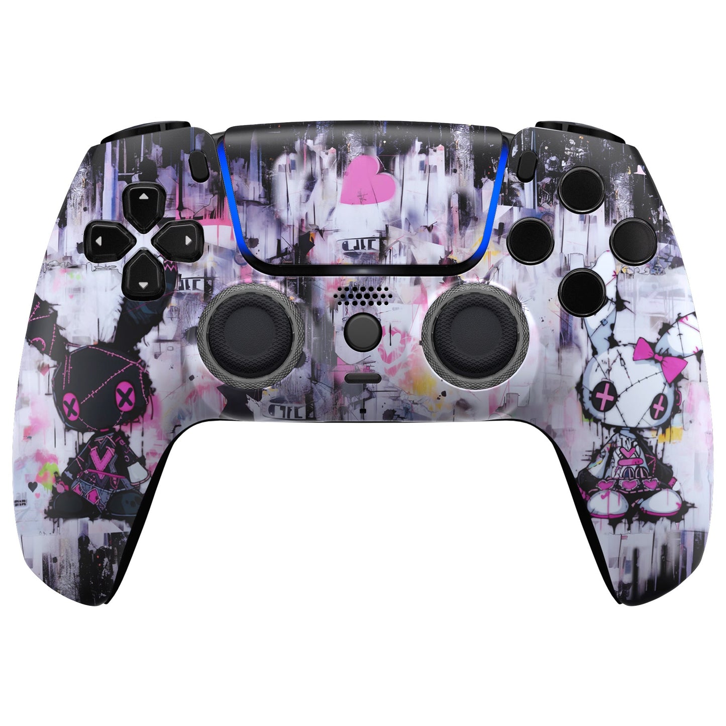 eXtremeRate PS5コントローラーBDM-010/020/030/040/050対応LUNA再設計交換対応用フロントシェル&タッチパッド【可愛いパンク兎ちゃん】