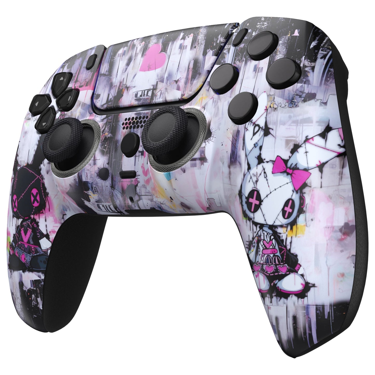 eXtremeRate PS5コントローラーBDM-010/020/030/040/050対応LUNA再設計交換対応用フロントシェル&タッチパッド【可愛いパンク兎ちゃん】