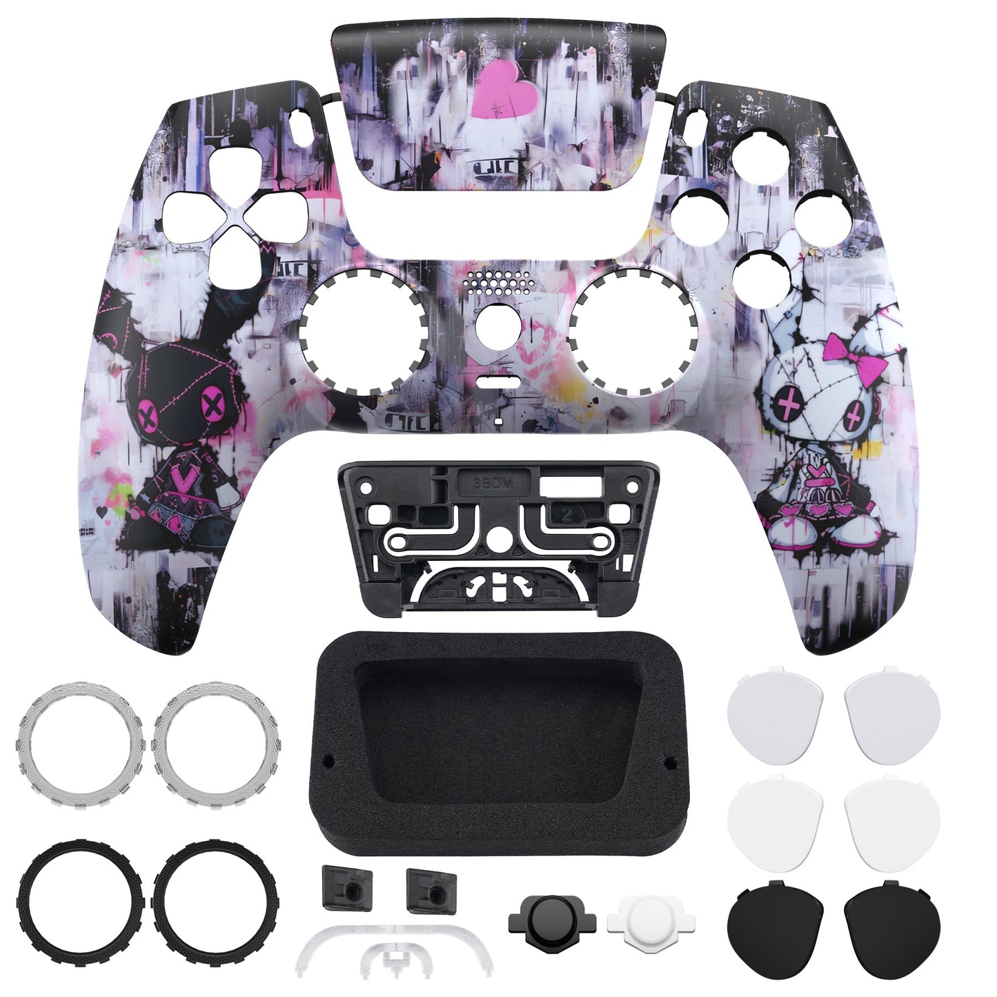 eXtremeRate PS5コントローラーBDM-010/020/030/040/050対応LUNA再設計交換対応用フロントシェル&タッチパッド【可愛いパンク兎ちゃん】