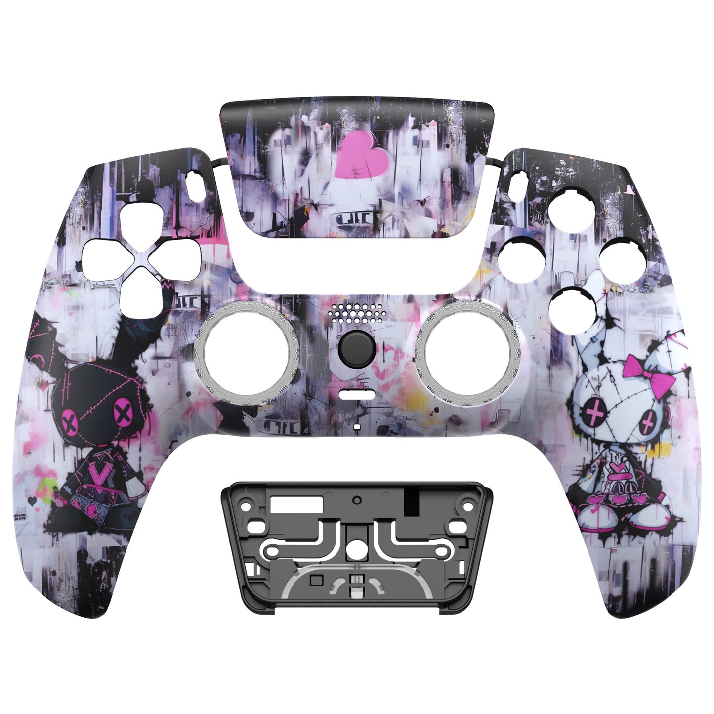 eXtremeRate PS5コントローラーBDM-010/020/030/040/050対応LUNA再設計交換対応用フロントシェル&タッチパッド【可愛いパンク兎ちゃん】