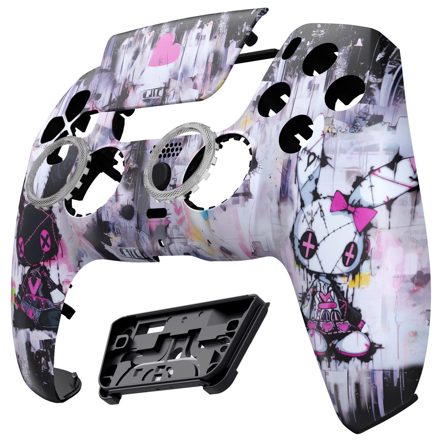eXtremeRate PS5コントローラーBDM-010/020/030/040/050対応LUNA再設計交換対応用フロントシェル&タッチパッド【可愛いパンク兎ちゃん】