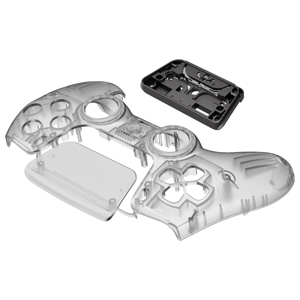 eXtremeRate PS5コントローラーBDM-010/020/030/040/050/060対応LUNA再設計交換対応用フロントシェル&タッチパッド【クリアブラック】