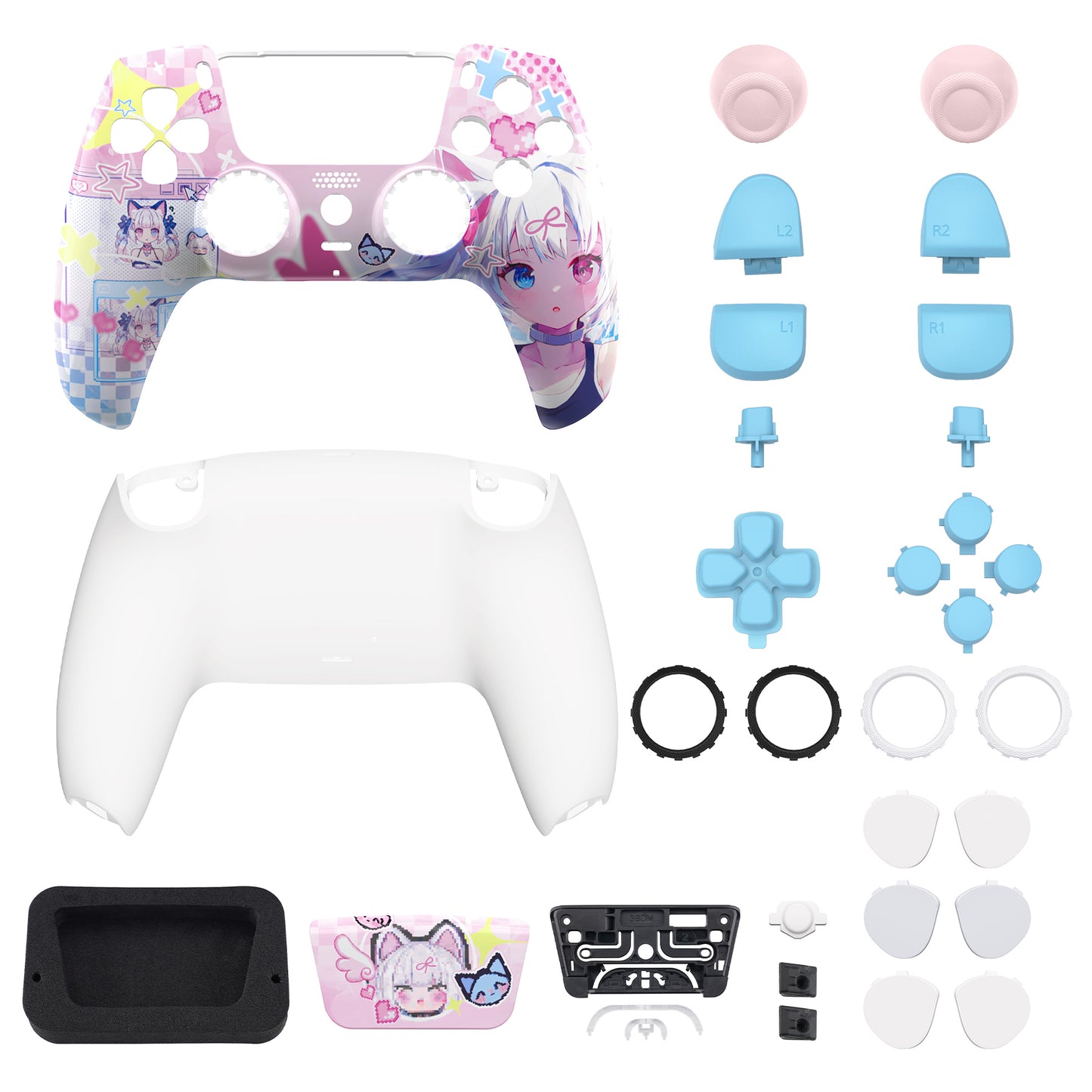 eXtremeRate PS5コントローラーBDM-030/040対応LUNA再設計交換対応用フルセットシェル&ボタン【ミウ】