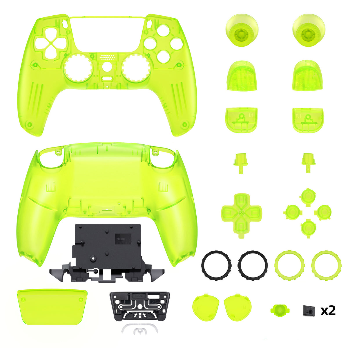 eXtremeRate LUNA Redesigned Replacement Full Shell & Button Set for PS5 Controller BDM-030/040/050 (Black)
