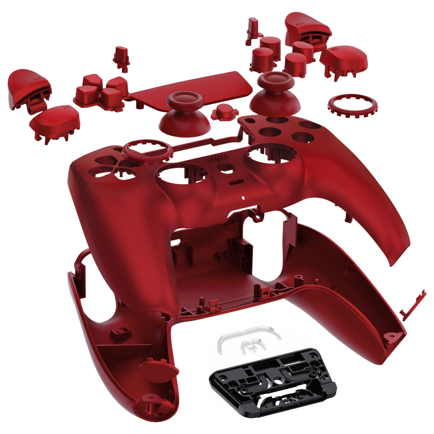 eXtremeRate PS5コントローラーBDM-030/040/050対応LUNA再設計交換対応用フルセットシェル&ボタン【スカーレットレッド】