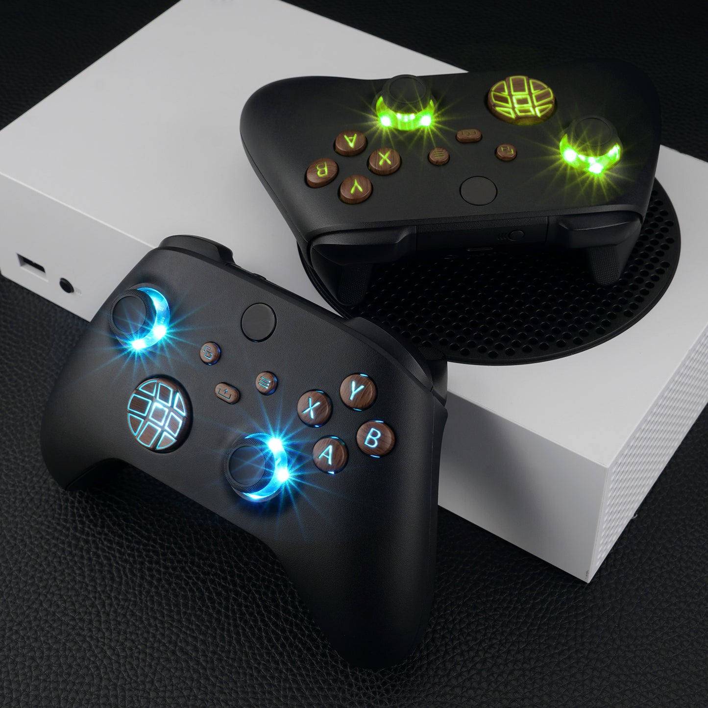 eXtremeRate Xbox Series X&Sコントローラー用マルチカラー発光ボタンDTF V2 LEDキット【木目調デザイン】