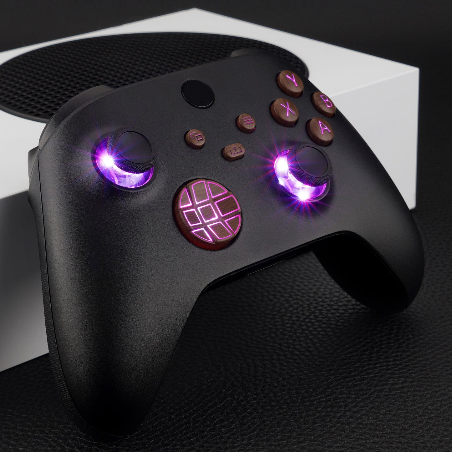 eXtremeRate Xbox Series X&Sコントローラー用マルチカラー発光ボタンDTF V2 LEDキット【木目調デザイン】