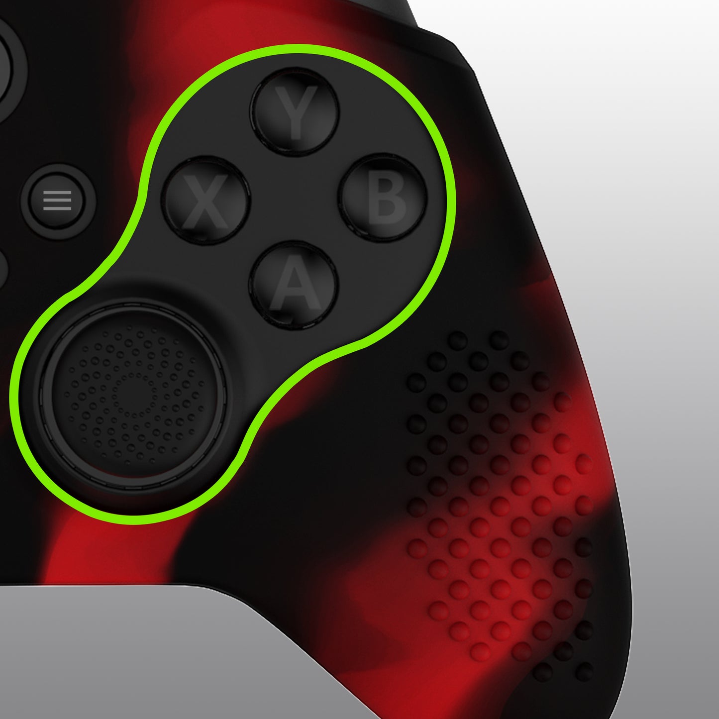 eXtremeRate Xbox One Elite Series 2&Elite 2 Coreコントローラー用滑り止め保護シリコンケース&サムグリップキャップ【ブラック&レッド】