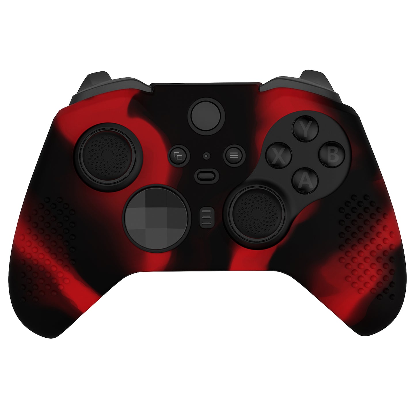 eXtremeRate Xbox One Elite Series 2&Elite 2 Coreコントローラー用滑り止め保護シリコンケース&サムグリップキャップ【ブラック&レッド】