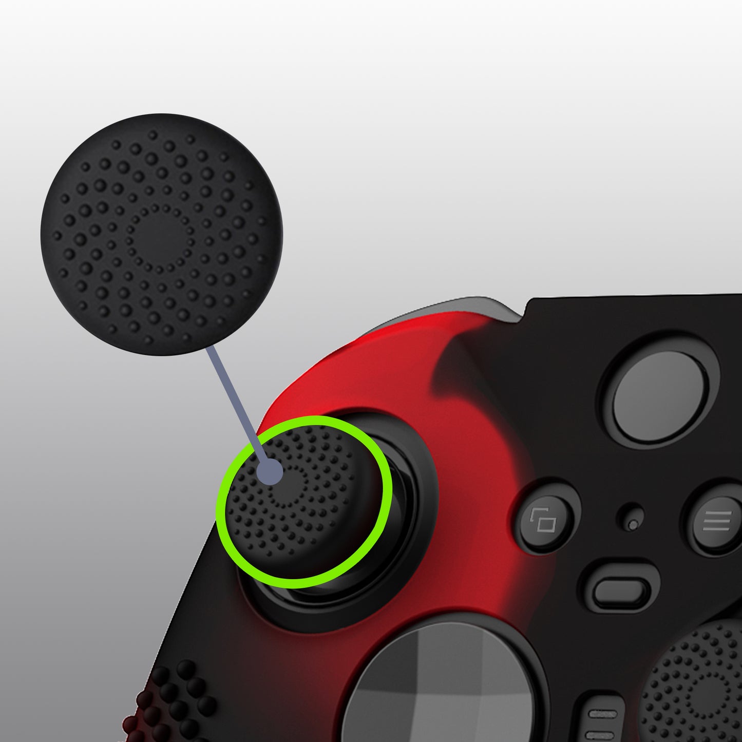 eXtremeRate Xbox One Elite Series 2&Elite 2 Coreコントローラー用滑り止め保護シリコンケース&サムグリップキャップ【ブラック&レッド】