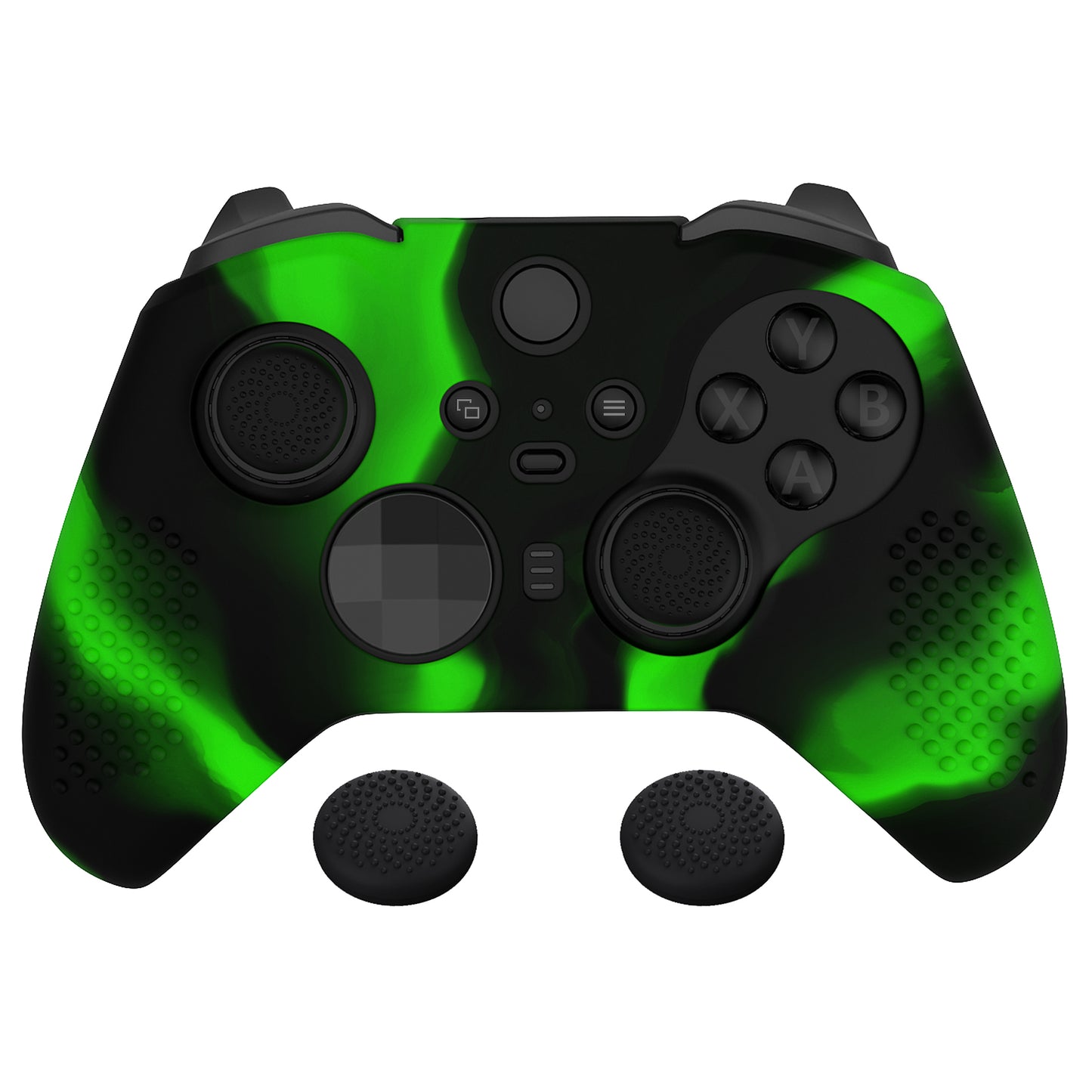 eXtremeRate Xbox One Elite Series 2&Elite 2 Coreコントローラー用滑り止め保護シリコンケース&サムグリップキャップ【グリーン&ブラック】