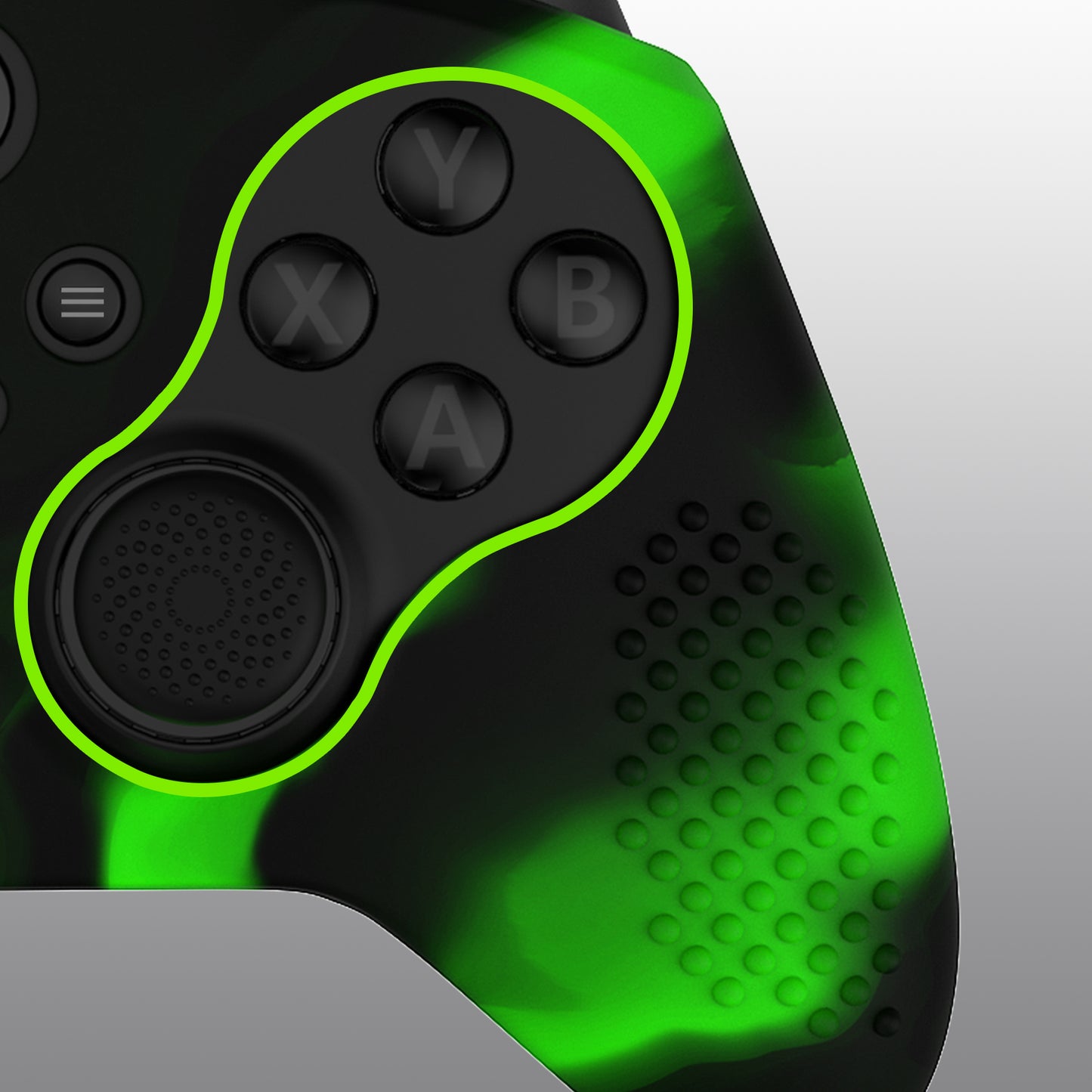 eXtremeRate Xbox One Elite Series 2&Elite 2 Coreコントローラー用滑り止め保護シリコンケース&サムグリップキャップ【グリーン&ブラック】