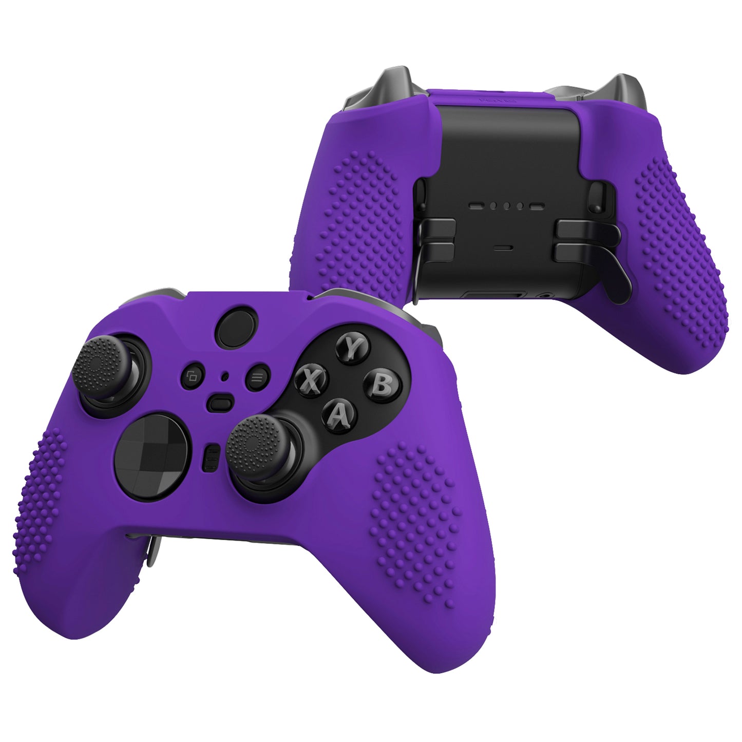 eXtremeRate Xbox One Elite Series 2&Elite 2 Coreコントローラー用滑り止め保護シリコンケース&サムグリップキャップ【パープル】