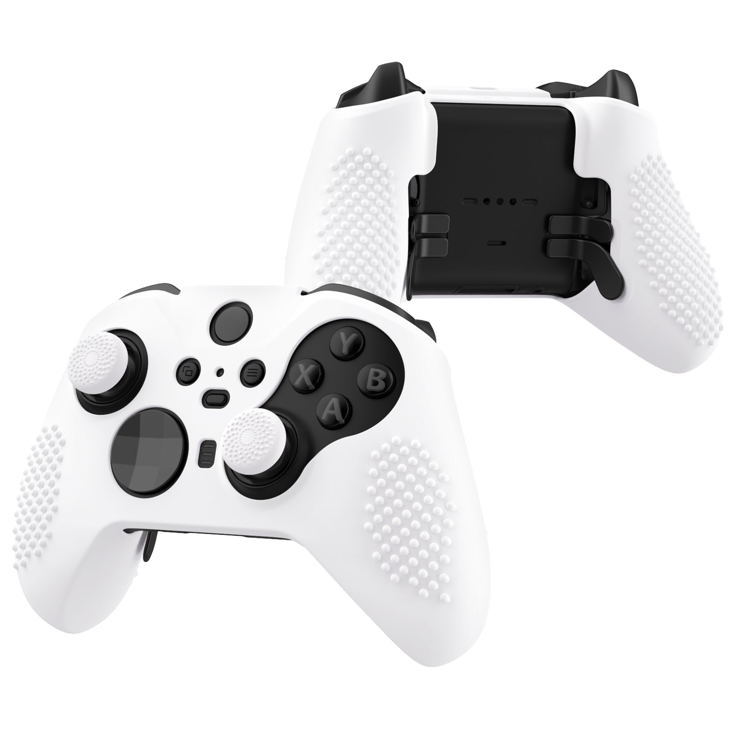 eXtremeRate Xbox One Elite Series 2&Elite 2 Coreコントローラー用滑り止め保護シリコンケース&サムグリップキャップ【ホワイト】
