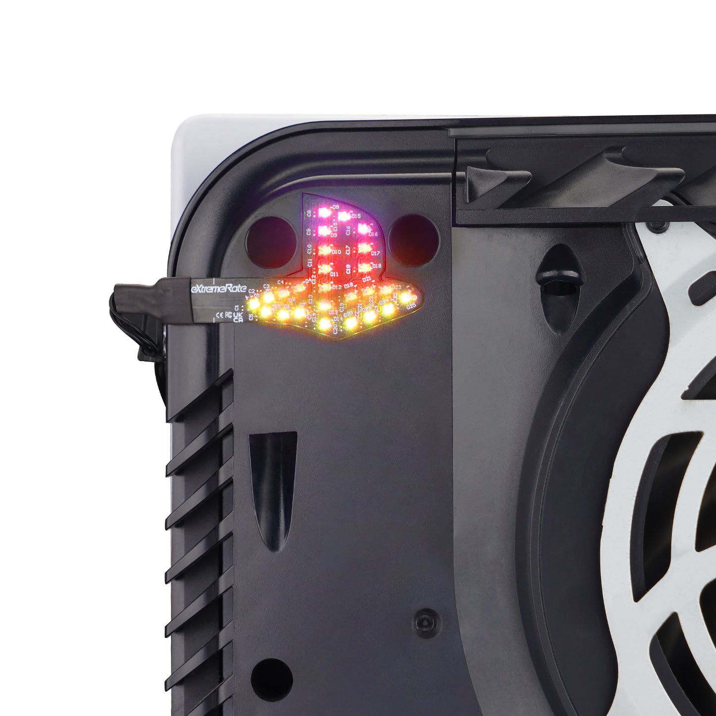 eXtremeRate PS5ディスク&デジタルコンソール対応用RGBレインボーロゴLEDキット - 7色、40種類のエフェクト