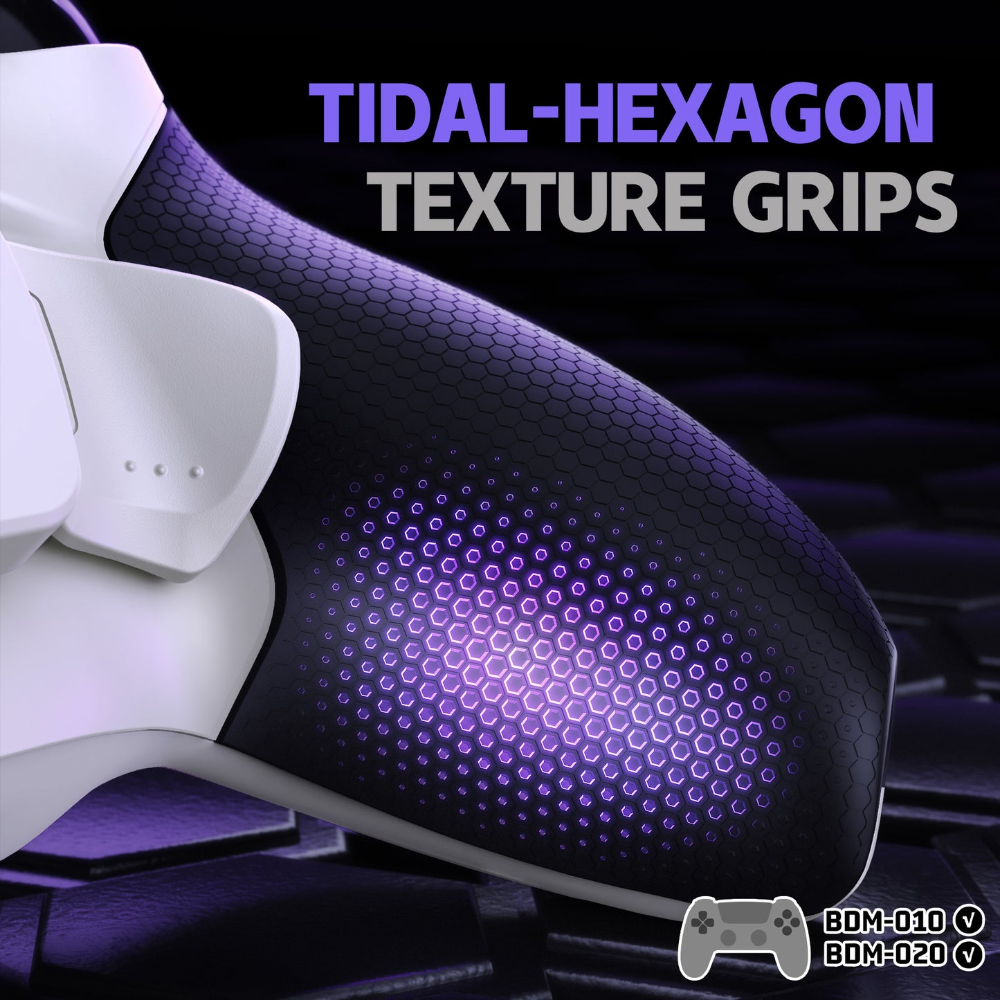 eXtremeRate PS5コントローラーBDM-010/020対応用RISE Plus MAXバックパドルキット、クリッキートリガーストップ&ラバーグリップ付き【ラバー付き黒いグリップ白い背面パドル】