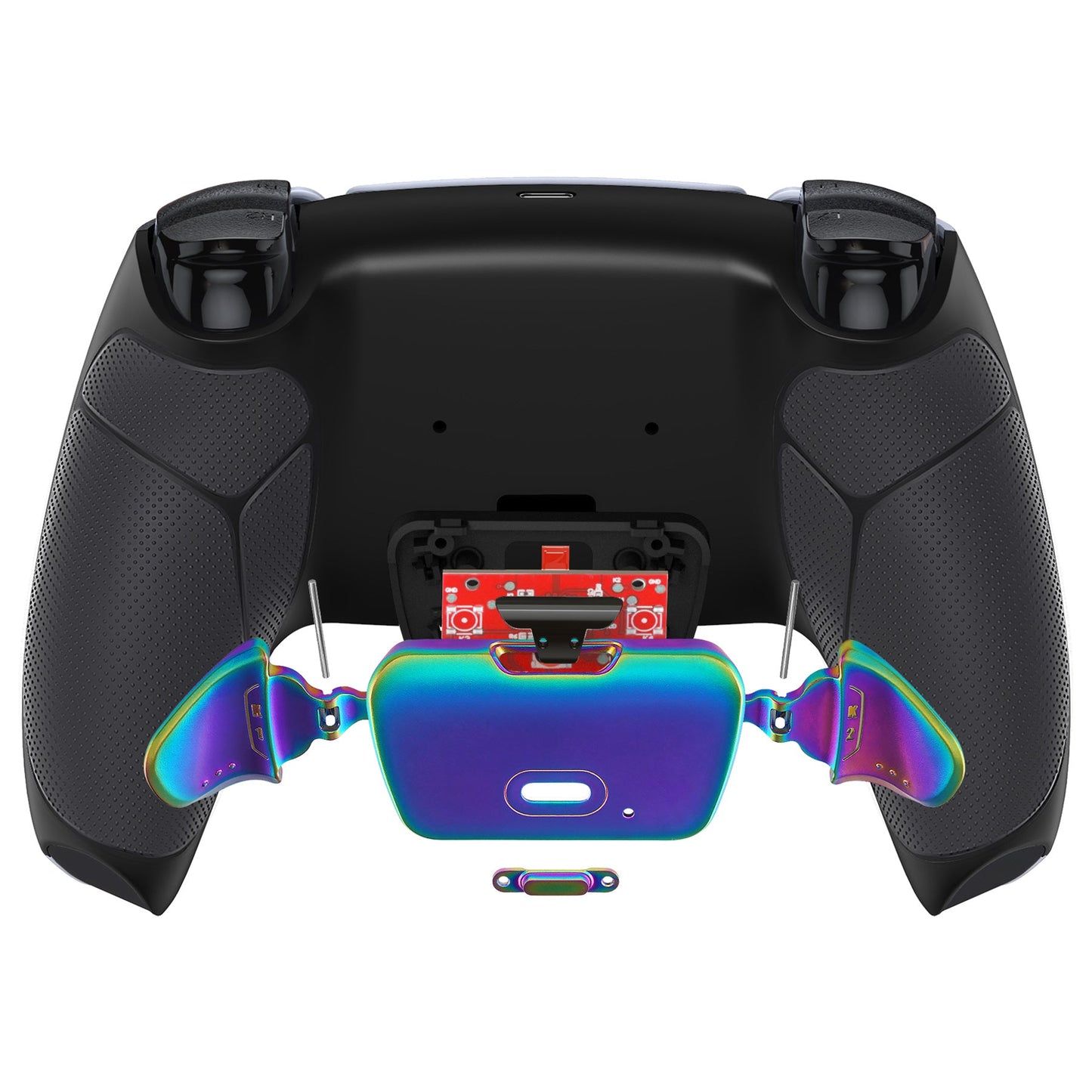 eXtremeRate Real Metal Buttons (RMB) Version RISE 2.0 Remap Kit for PS5 Controller BDM-010/020 - Rubberized Black - Rainbow Aura Blue & Purple eXtremeRate
