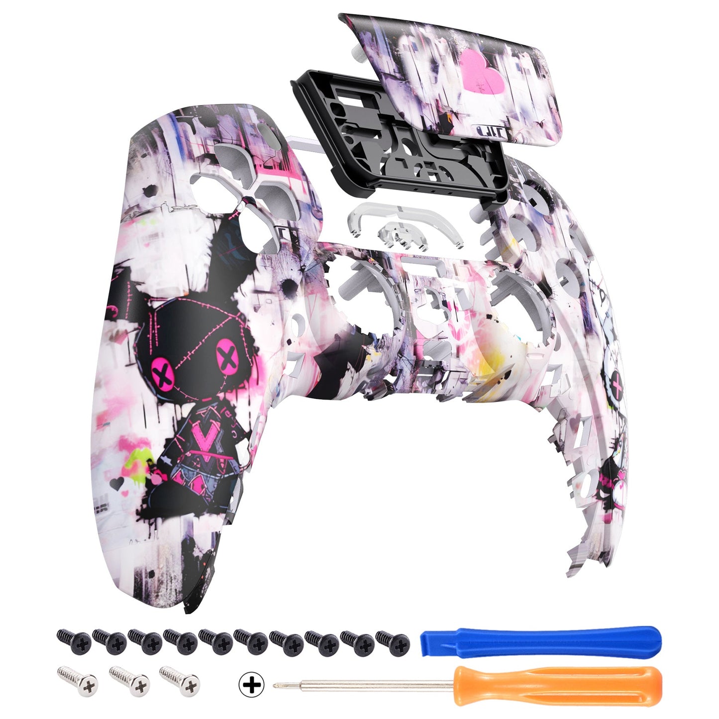 eXtremeRate PS5コントローラーBDM-010/020/030/040/050対応交換対応用フロントハウジングシェル&タッチパッド【可愛いパンク兎ちゃん】