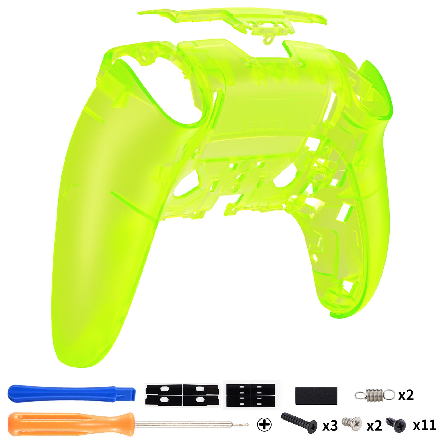 eXtremeRate PS5 edgeコントローラー対応交換対応用バックハウジングボトムシェル【クリアライムグリーン】