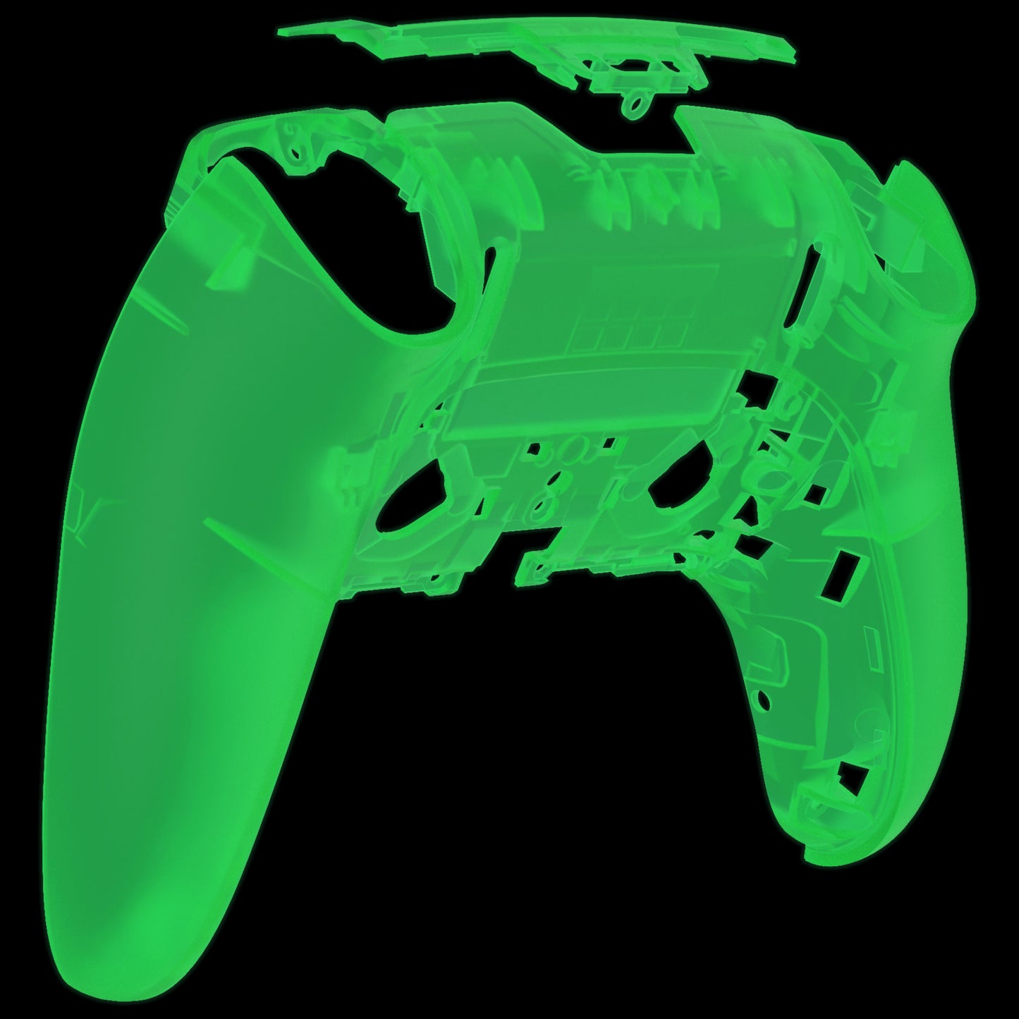 eXtremeRate PS5 edgeコントローラー対応交換対応用バックハウジングボトムシェル【暗闇で光る-グリーン】