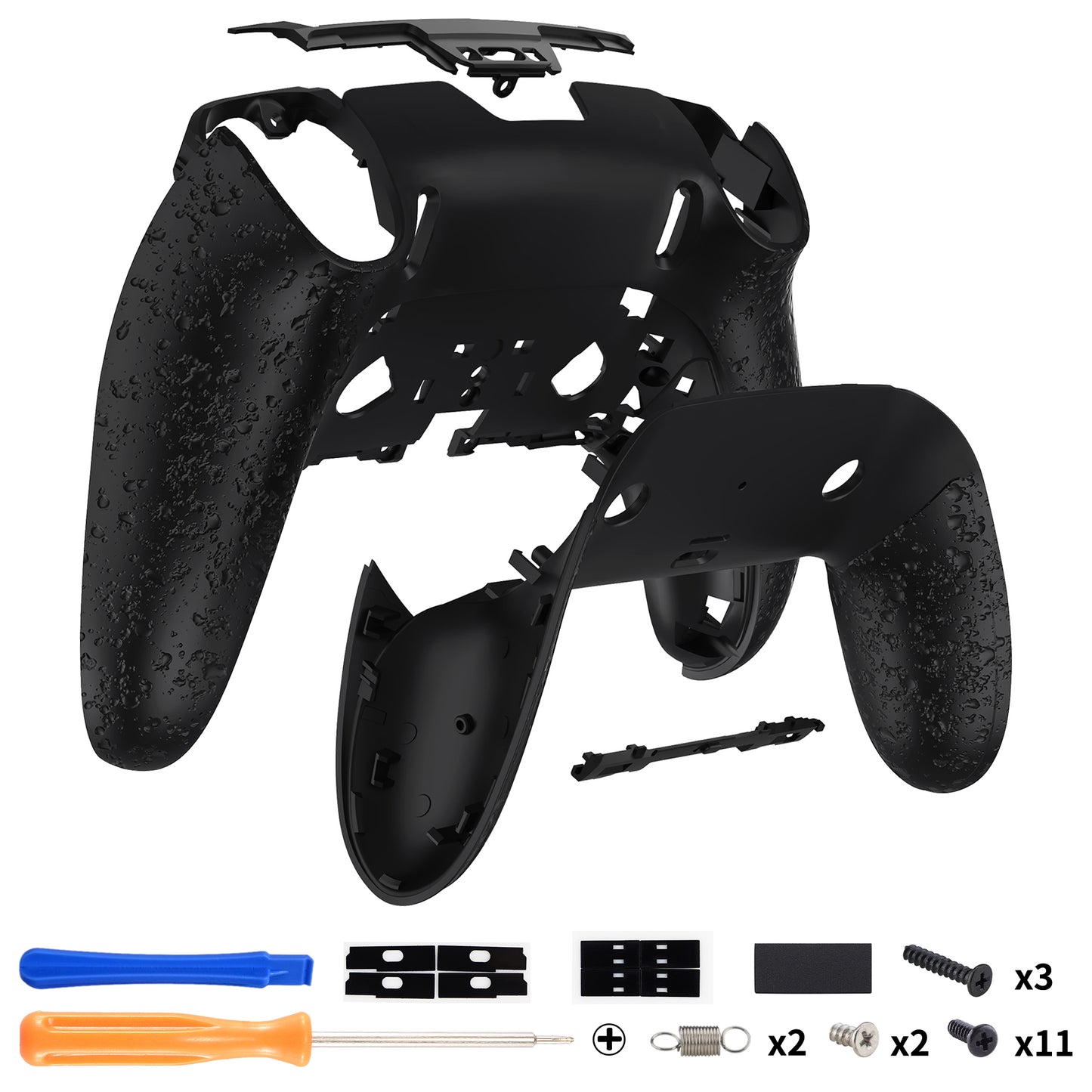 eXtremeRate PS5 edgeコントローラー対応交換対応用バックハウジングボトムシェル&ボトムデコレーションカバーシェル 【テクスチャードブラック】