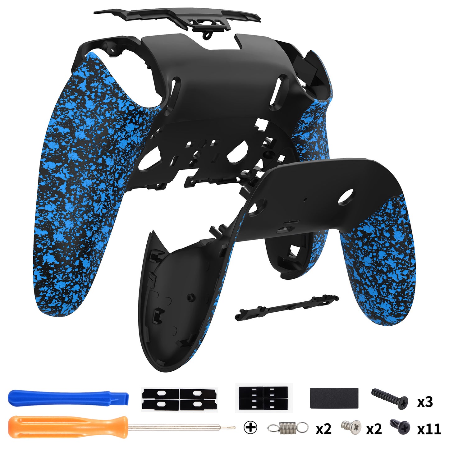 eXtremeRate PS5 edgeコントローラー対応交換対応用バックハウジングボトムシェル&ボトムデコレーションカバーシェル 【テクスチャードブルー】
