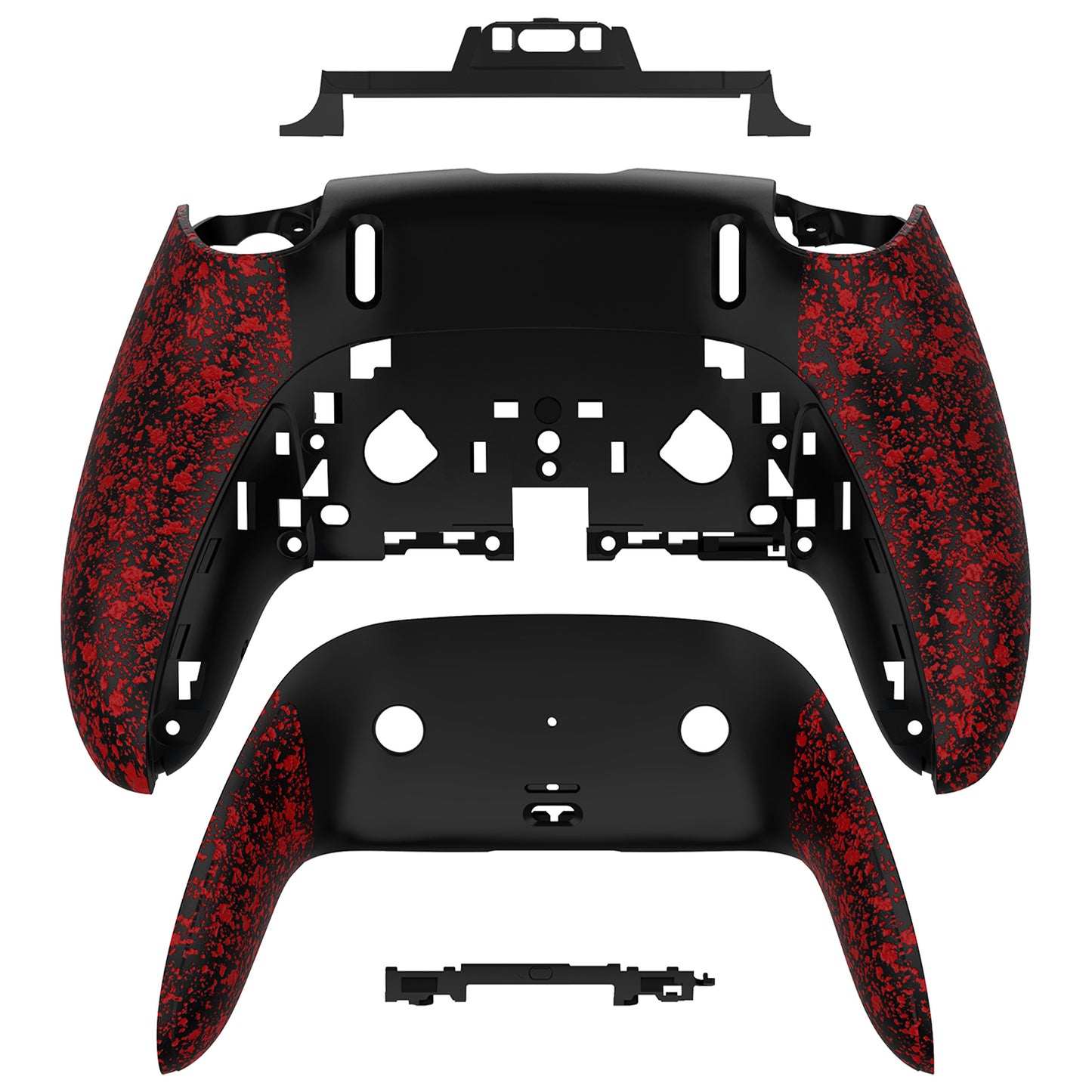 eXtremeRate PS5 edgeコントローラー対応交換対応用バックハウジングボトムシェル&ボトムデコレーションカバーシェル 【テクスチャー・赤色】