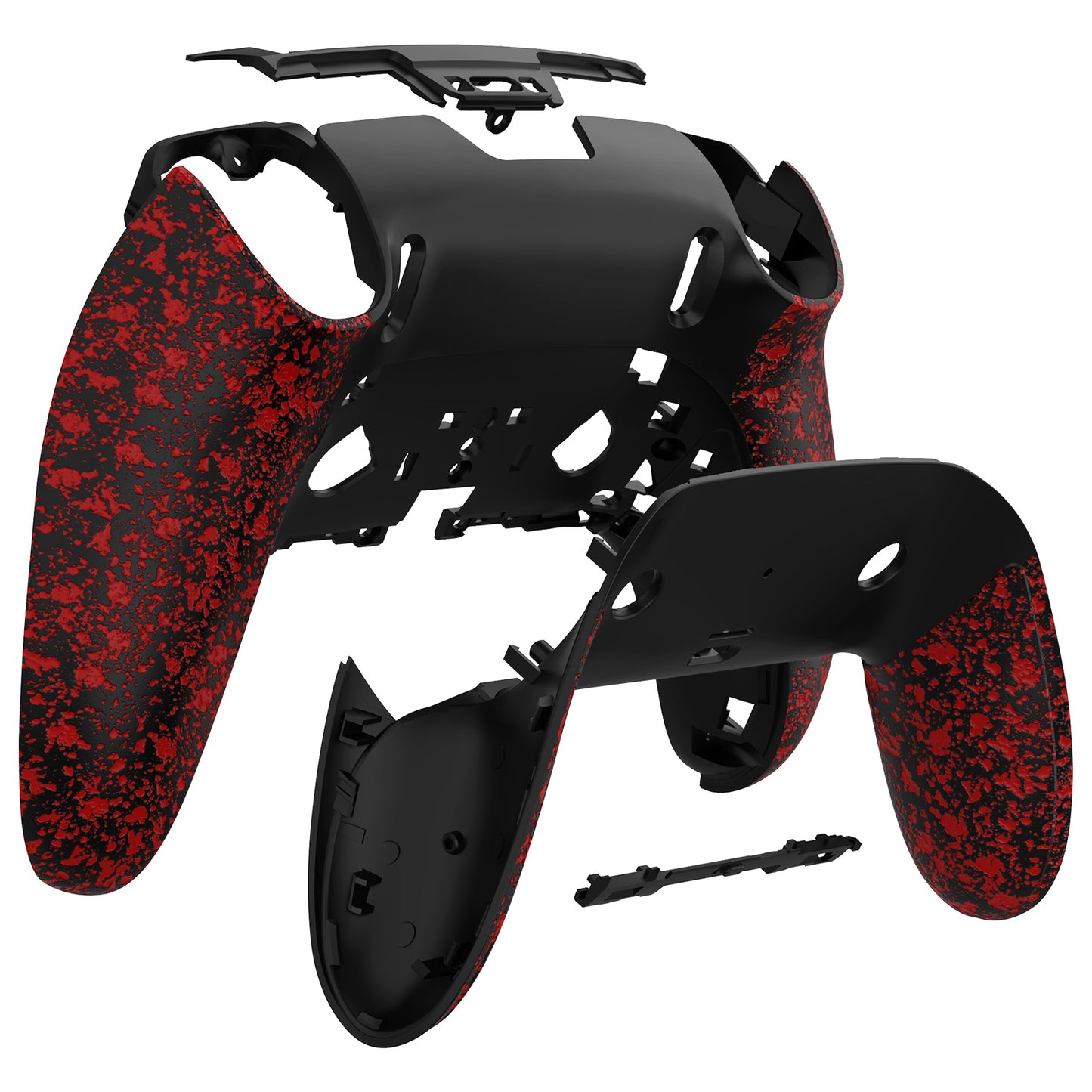 eXtremeRate PS5 edgeコントローラー対応交換対応用バックハウジングボトムシェル&ボトムデコレーションカバーシェル 【テクスチャー・赤色】