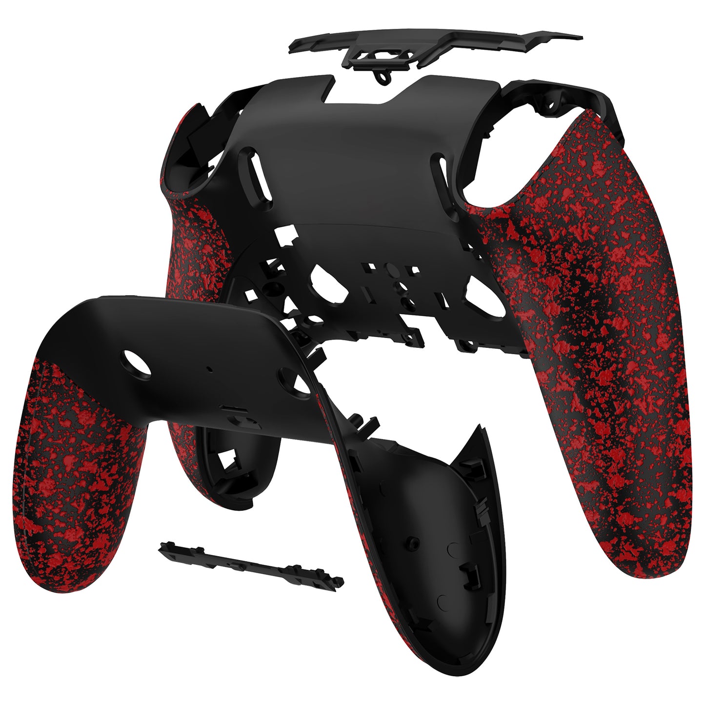 eXtremeRate PS5 edgeコントローラー対応交換対応用バックハウジングボトムシェル&ボトムデコレーションカバーシェル 【テクスチャー・赤色】