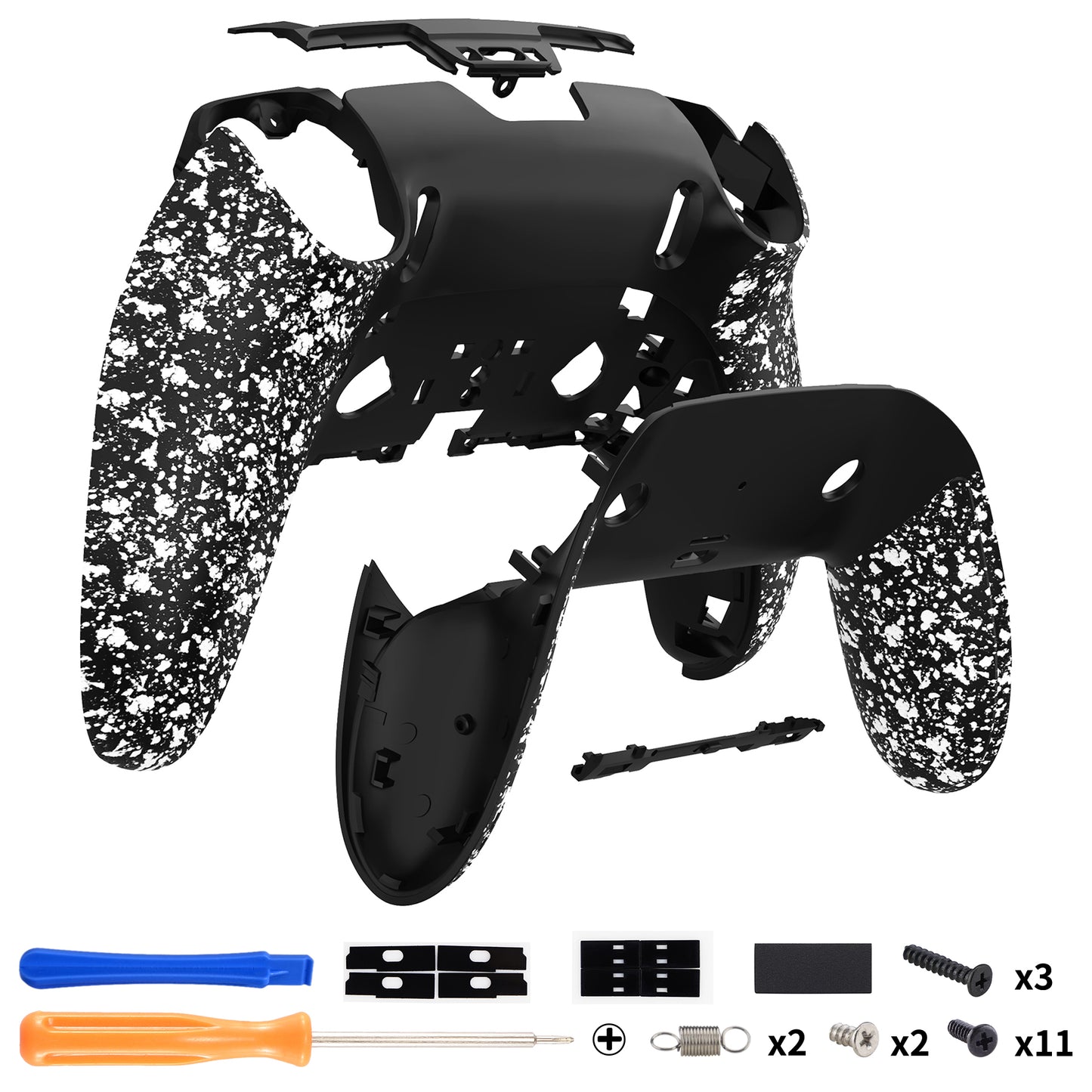 eXtremeRate PS5 edgeコントローラー対応交換対応用バックハウジングボトムシェル&ボトムデコレーションカバーシェル 【テクスチャードホワイト】