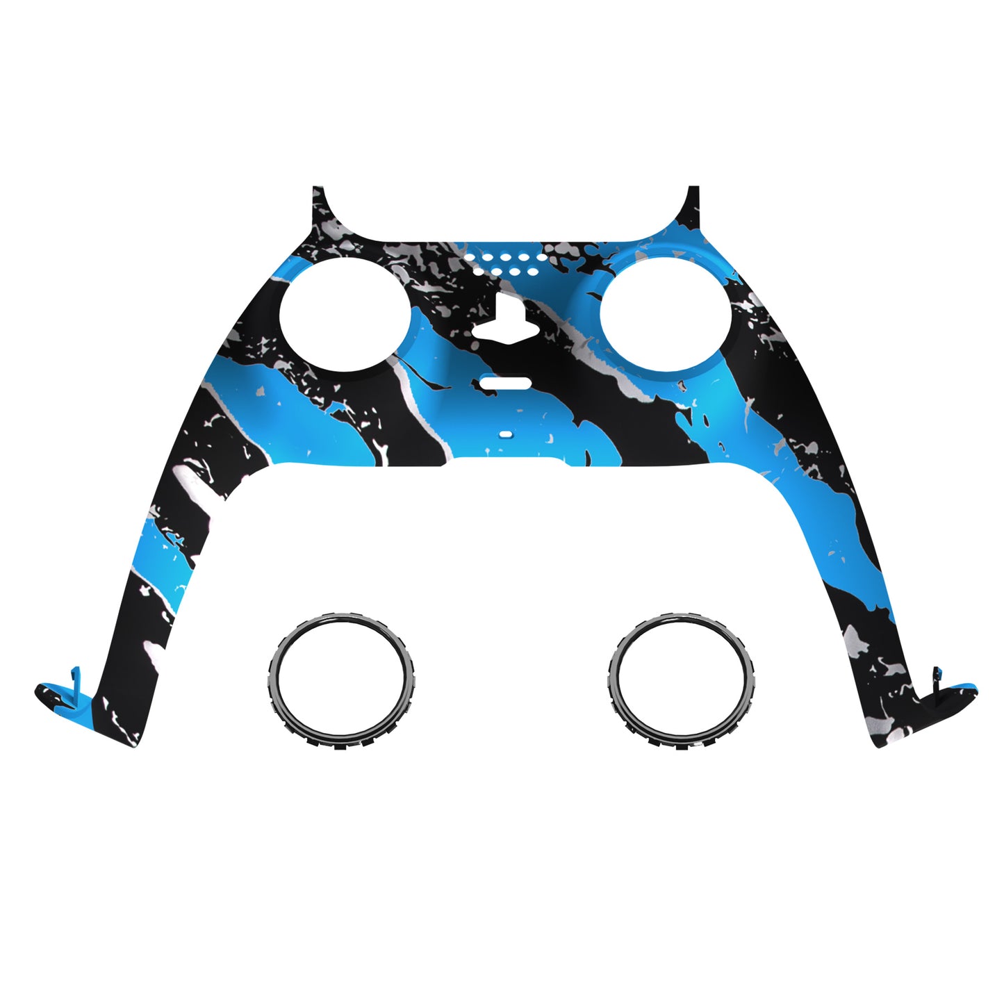 eXtremeRate PS5コントローラーBDM-010/020/030/040/050対応アクセントリング付き交換対応用装飾トリムシェル【ブルーコーティングスプラッシュ】
