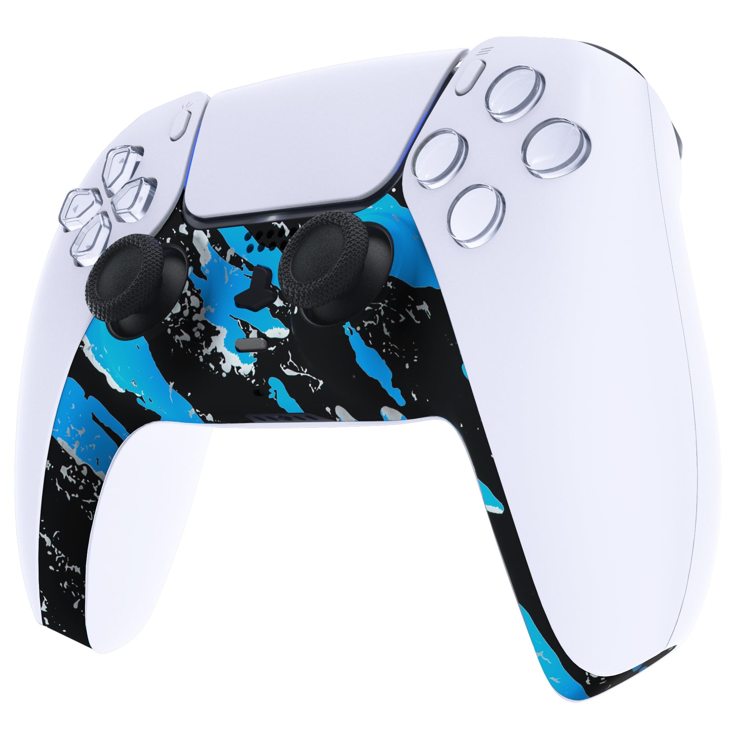 eXtremeRate PS5コントローラーBDM-010/020/030/040/050対応アクセントリング付き交換対応用装飾トリムシェル【ブルーコーティングスプラッシュ】