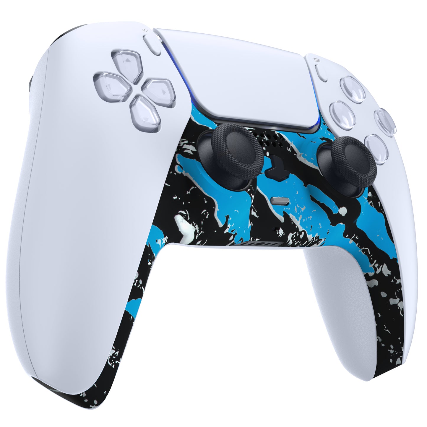 eXtremeRate PS5コントローラーBDM-010/020/030/040/050対応アクセントリング付き交換対応用装飾トリムシェル【ブルーコーティングスプラッシュ】