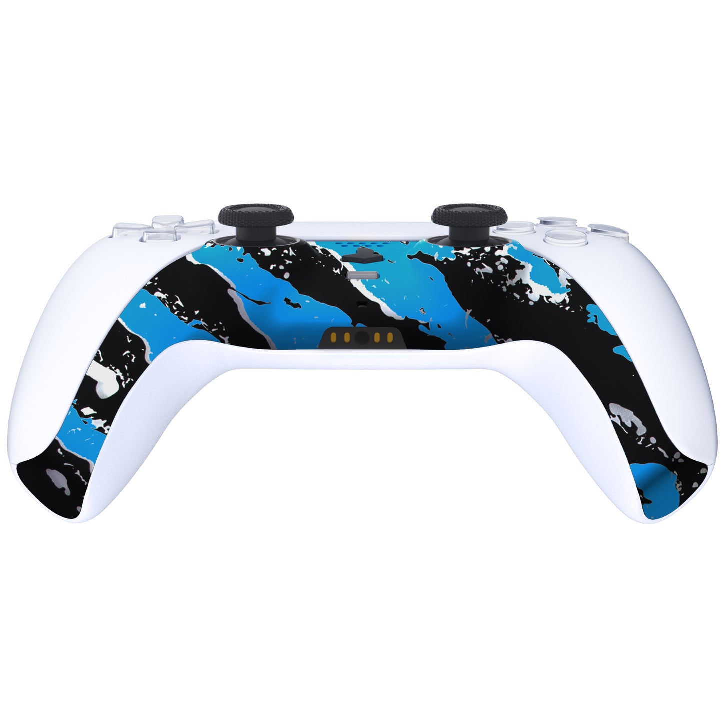 eXtremeRate PS5コントローラーBDM-010/020/030/040/050対応アクセントリング付き交換対応用装飾トリムシェル【ブルーコーティングスプラッシュ】