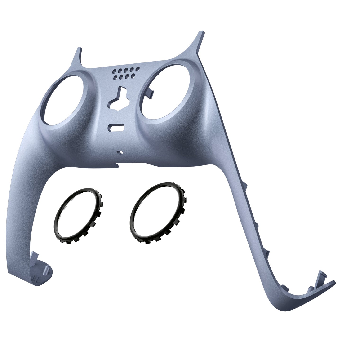 eXtremeRate Replacement Decorative Trim Shell with Accent Rings Compatible with PS5 Controller - Sterling Silver eXtremeRate