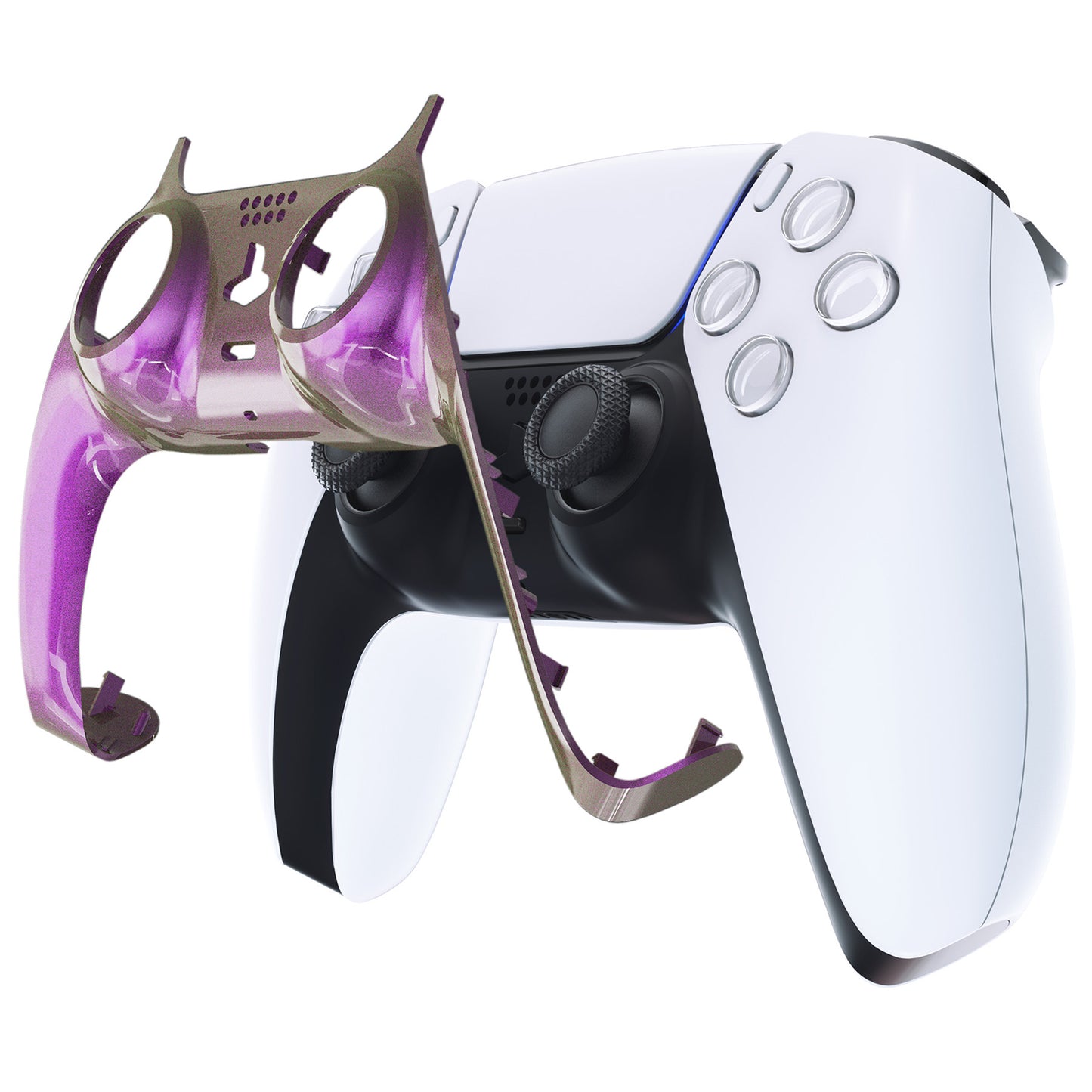 eXtremeRate PS5コントローラーBDM-010/020/030/040/050対応アクセントリング付き交換対応用装飾トリムシェル【カメレオンゴールドレッド】