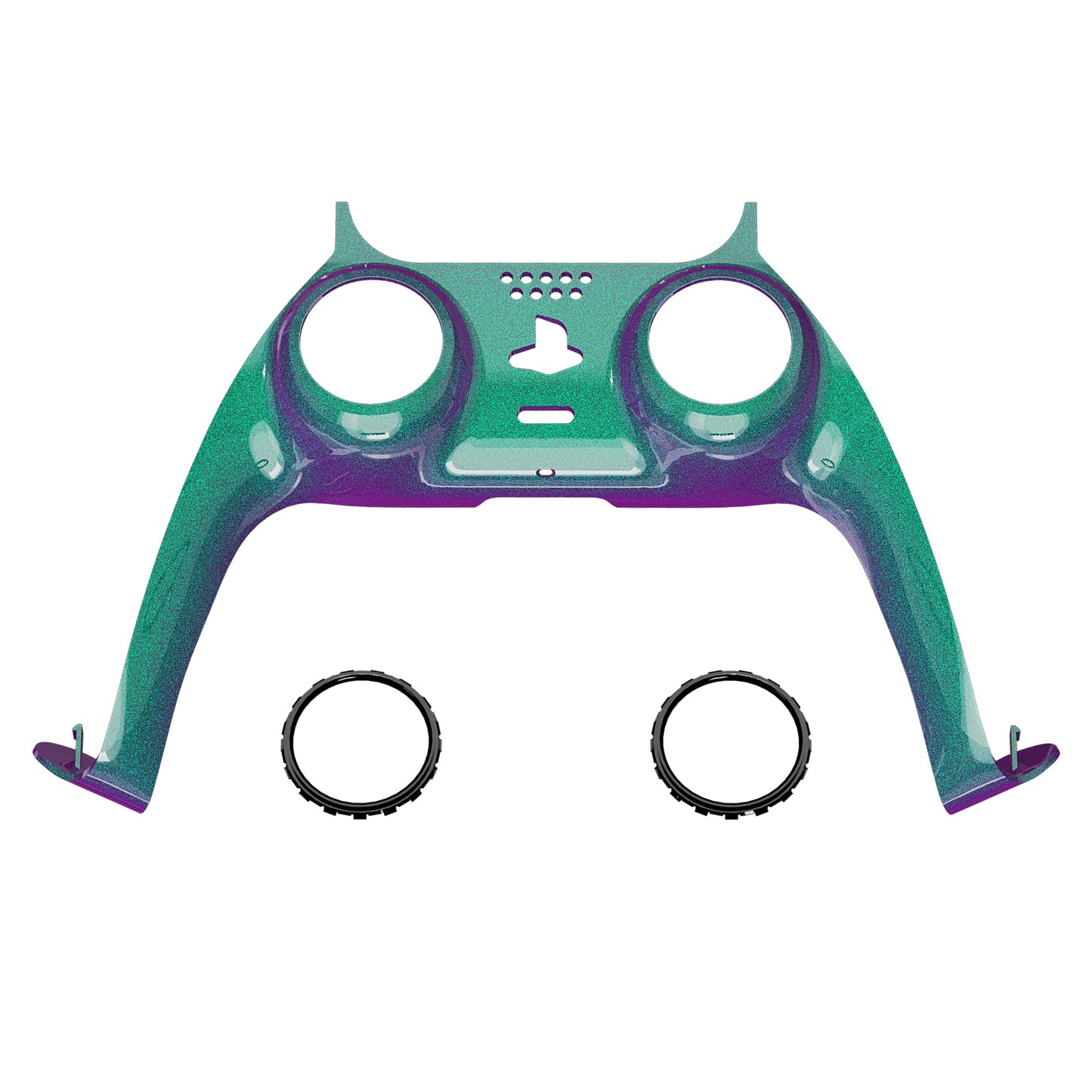 eXtremeRate PS5コントローラーBDM-010/020/030/040/050対応アクセントリング付き交換対応用装飾トリムシェル【カメレオングリーンパープル】