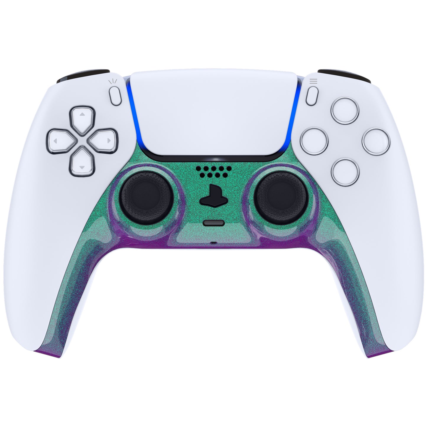 eXtremeRate PS5コントローラーBDM-010/020/030/040/050対応アクセントリング付き交換対応用装飾トリムシェル【カメレオングリーンパープル】