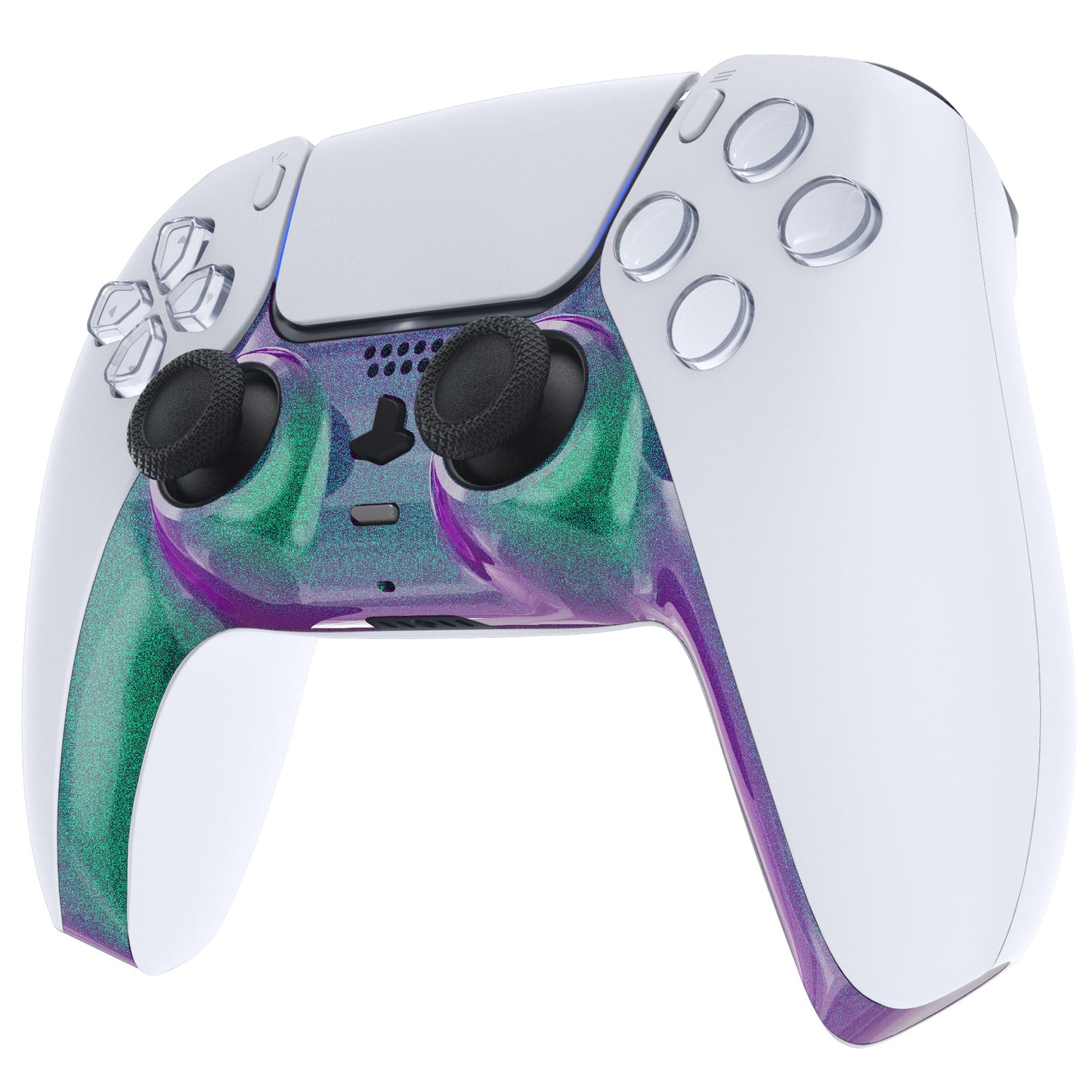 eXtremeRate PS5コントローラーBDM-010/020/030/040/050対応アクセントリング付き交換対応用装飾トリムシェル【カメレオングリーンパープル】
