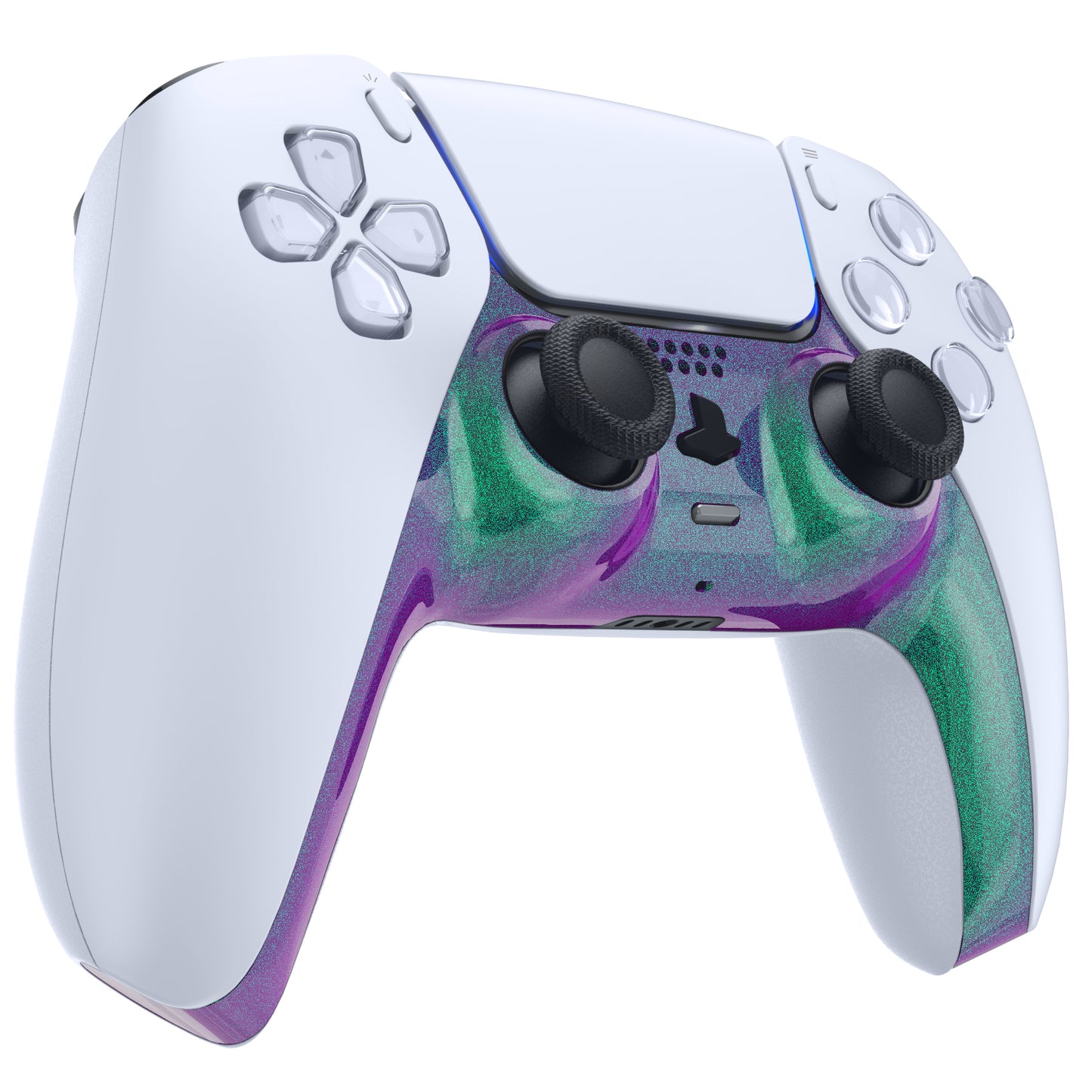 eXtremeRate PS5コントローラーBDM-010/020/030/040/050対応アクセントリング付き交換対応用装飾トリムシェル【カメレオングリーンパープル】