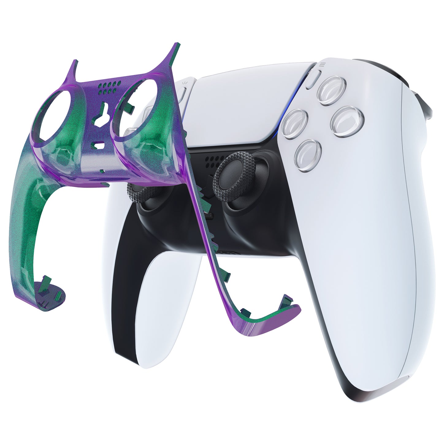 eXtremeRate PS5コントローラーBDM-010/020/030/040/050対応アクセントリング付き交換対応用装飾トリムシェル【カメレオングリーンパープル】