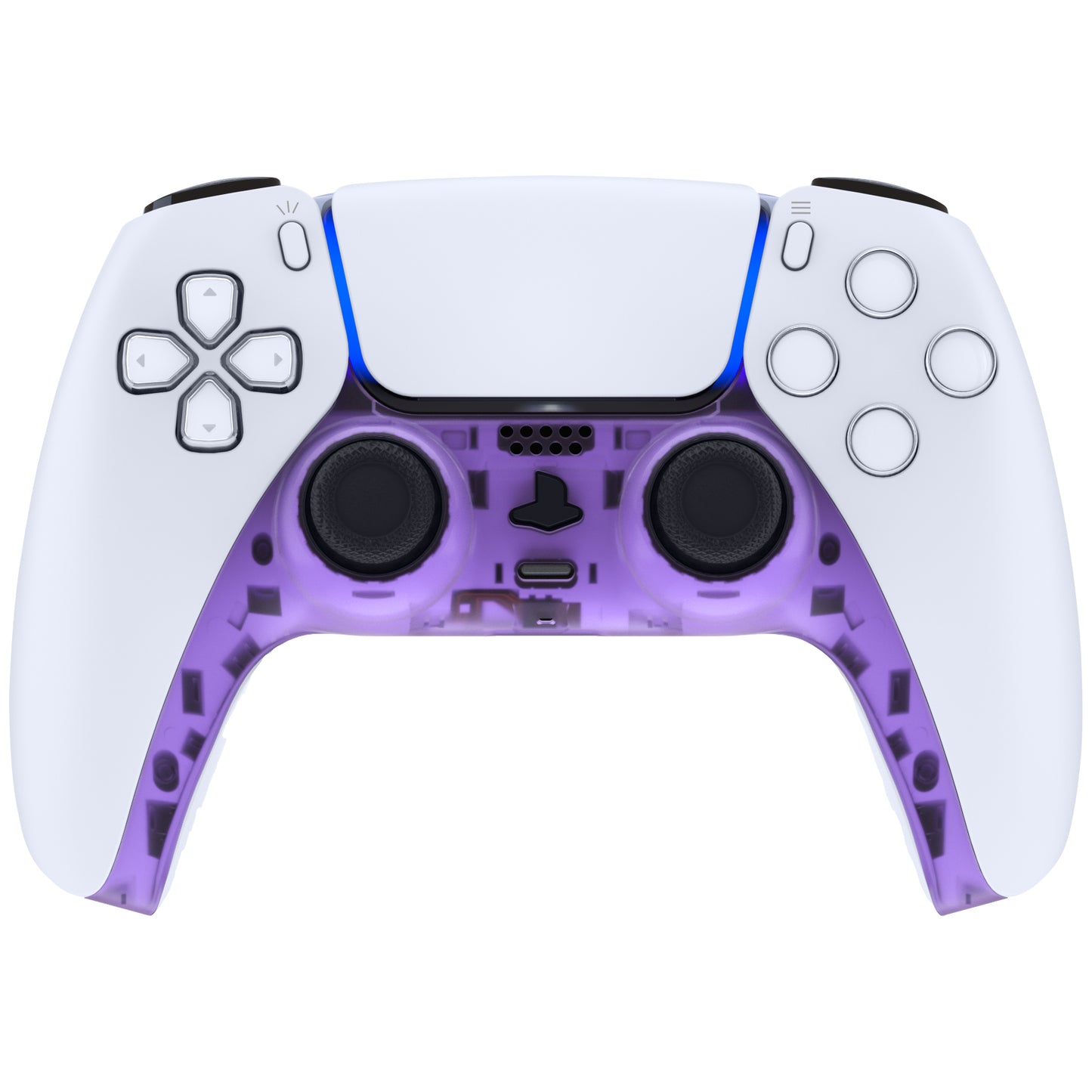 eXtremeRate PS5コントローラーBDM-010/020/030/040/050対応アクセントリング付き交換対応用装飾トリムシェル【クリアパープル】