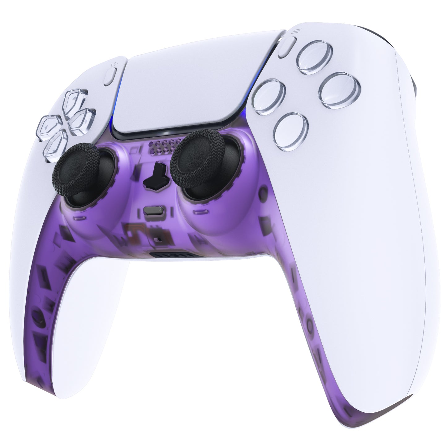 eXtremeRate PS5コントローラーBDM-010/020/030/040/050対応アクセントリング付き交換対応用装飾トリムシェル【クリアパープル】